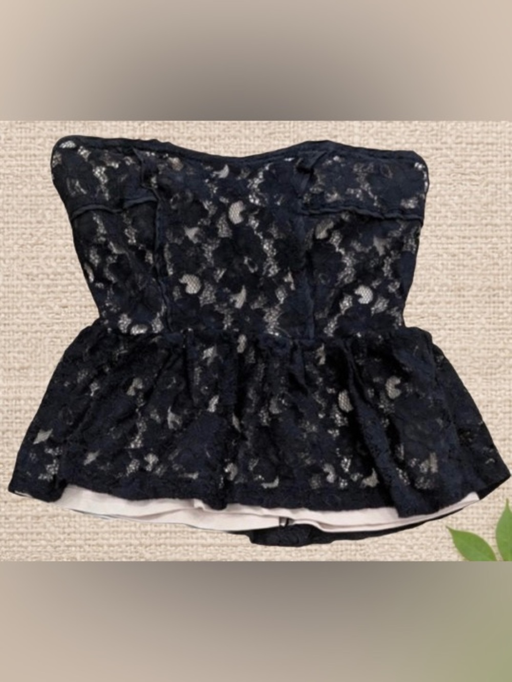 Love Black Lace Strapless Peplum Top - Size S